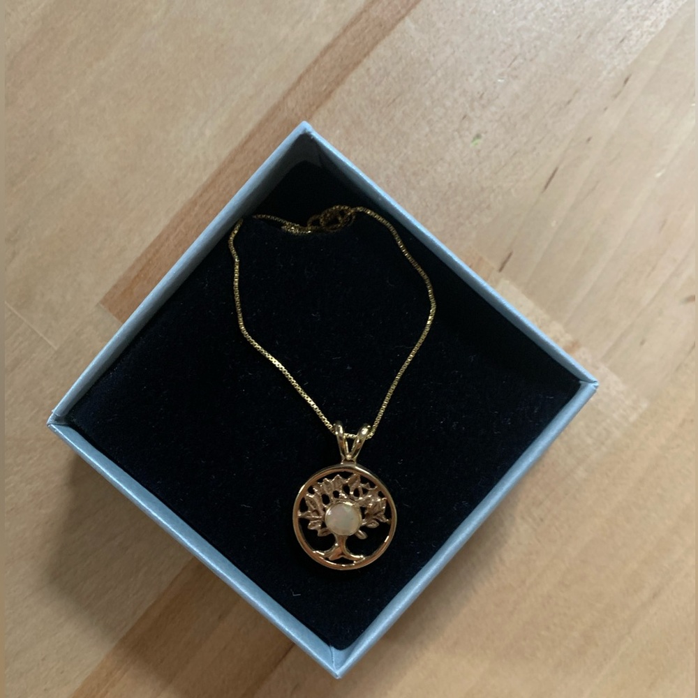 Adina Stone Gold Tree of Life pendant with opal